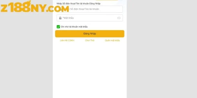 Quy trình đăng nhập Z188 diễn ra chỉ với 3 bước cơ bản